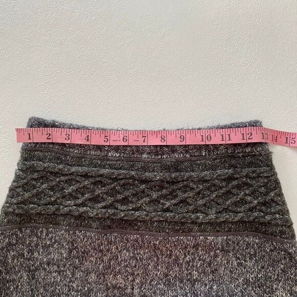 prAna Wool Blend Knit Sweater Skirt | Gray Cable Knit Winter Skirt XS - Picture 5 of 6